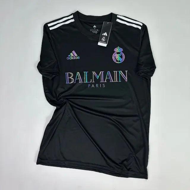 Camisa Real Madrid x Balmain Holográfica 23/24 Torcedor Masculino - Preto