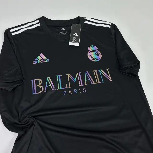Camisa Real Madrid x Balmain Holográfica 23/24 Torcedor Masculino - Preto