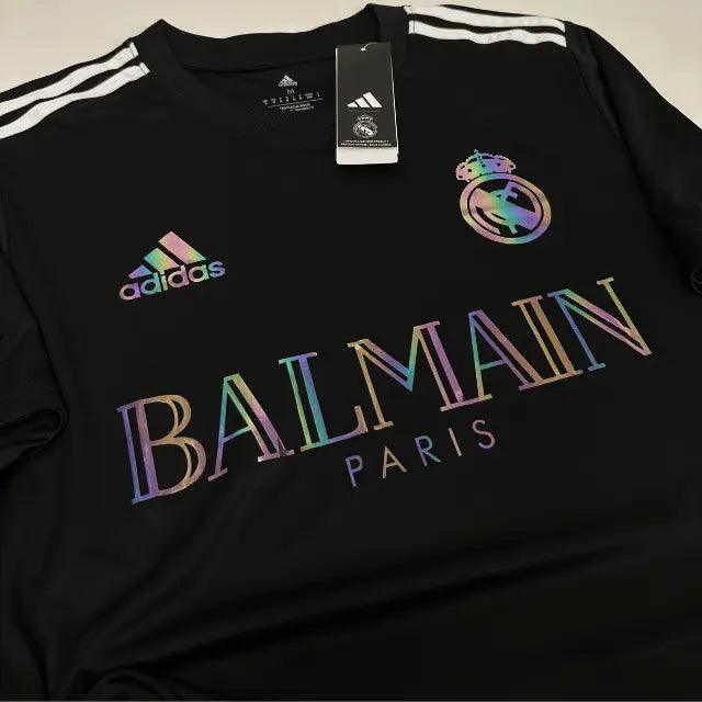 Camisa Real Madrid x Balmain Holográfica 23/24 Torcedor Masculino - Preto