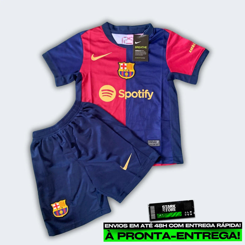 Conjunto Infantil Barcelona I 2024/25  - (ESTOQUE PRONTA-ENTREGA)